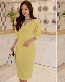 Temperament split Korean style dress for women