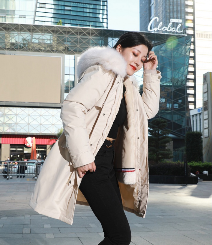 Korean style hooded fur coat winter coat