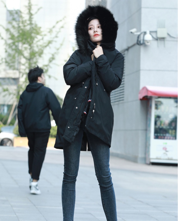 Korean style hooded fur coat winter coat