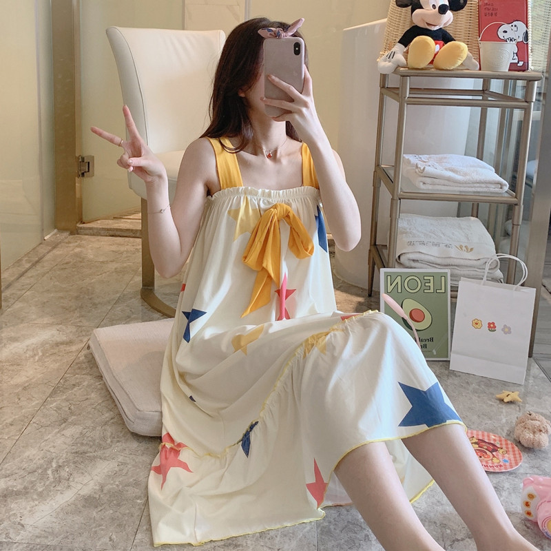 Korean style girl night dress lovely pajamas for women