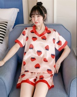 Short sleeve ice silk pajamas 2pcs set for women