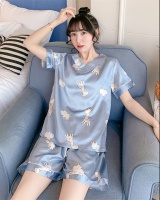 Student V-neck giraffe thin pajamas 2pcs set for women
