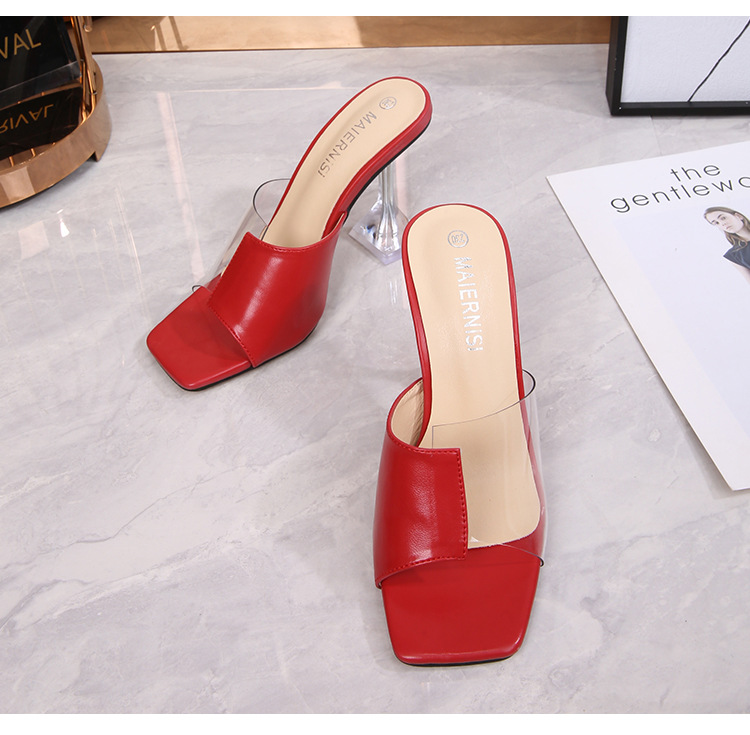 Mixed colors high-heeled shoes transparent sandals for women