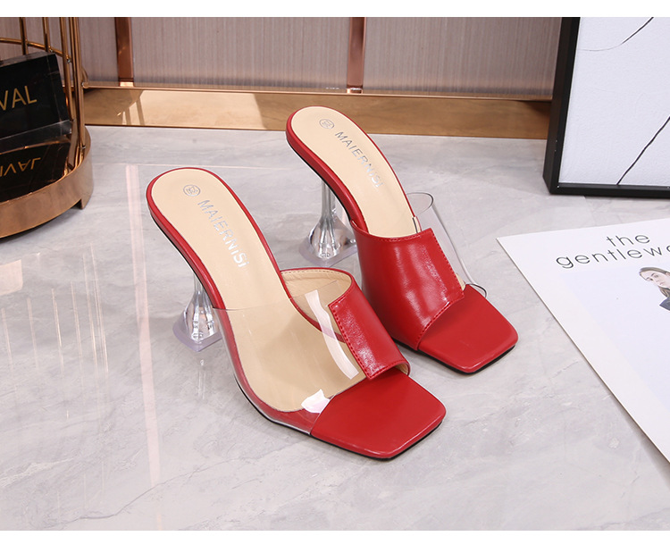 Mixed colors high-heeled shoes transparent sandals for women