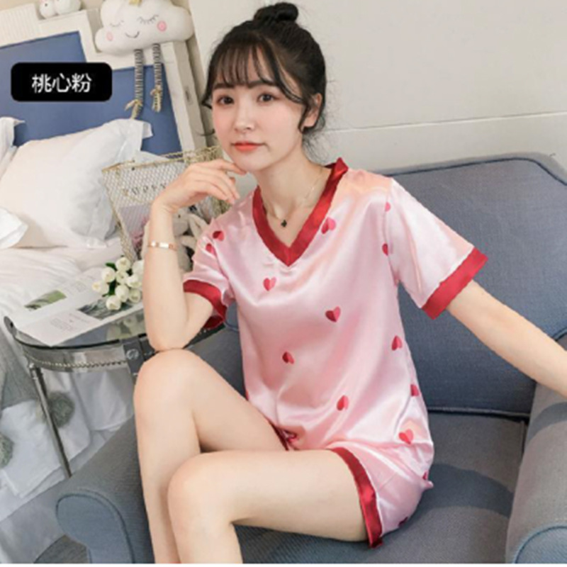 V-neck thin homewear pajamas 2pcs set for women