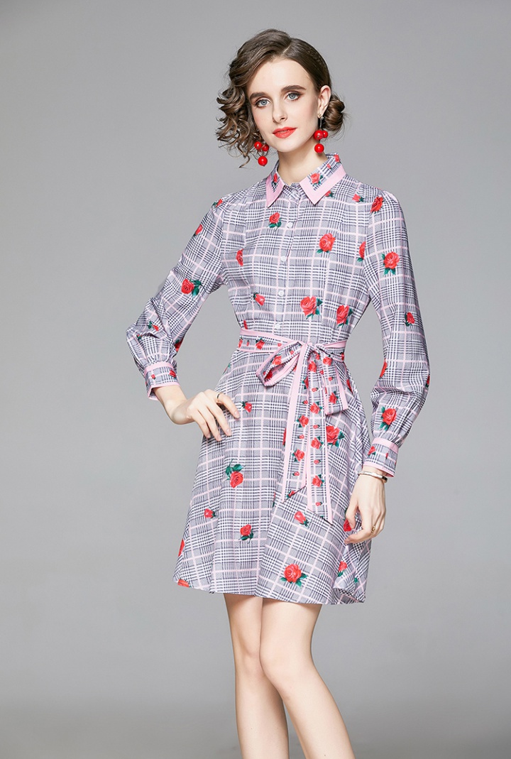 Fashion printing slim all-match European style dress