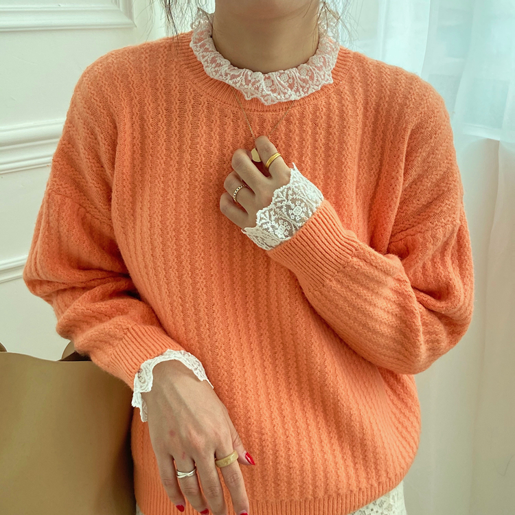 Pseudo-two autumn and winter splice sweater for women