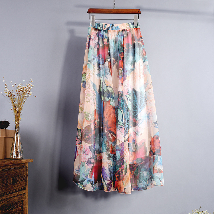 Bohemian style European style long skirt printing skirt