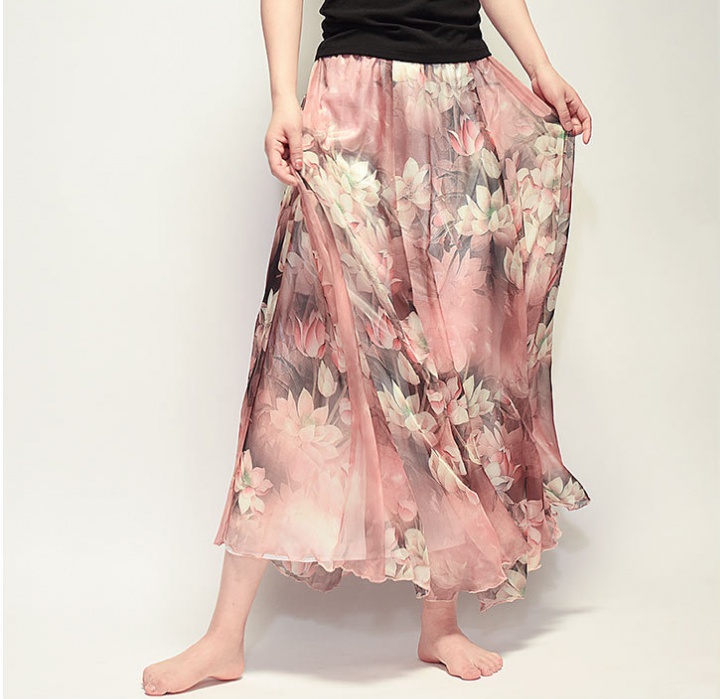 European style breast nude skirt retro summer long skirt