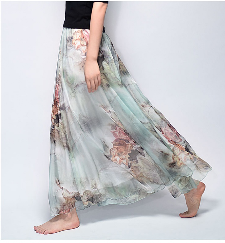 European style breast nude skirt retro summer long skirt