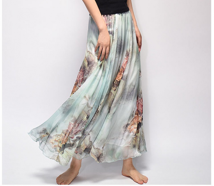 European style breast nude skirt retro summer long skirt