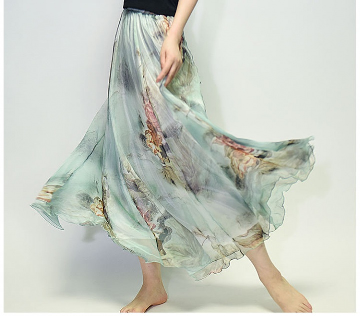 European style breast nude skirt retro summer long skirt