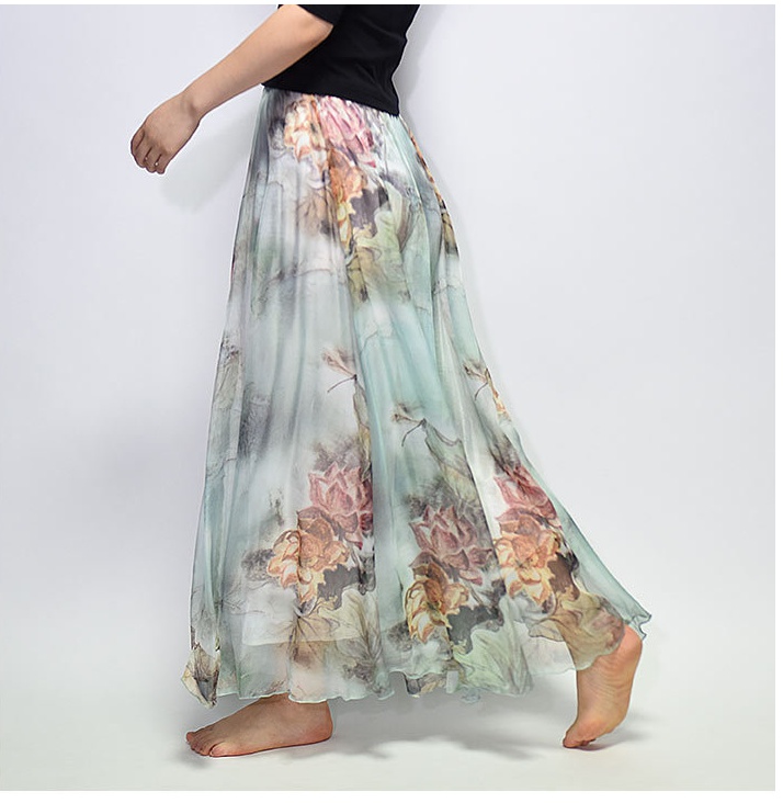 European style breast nude skirt retro summer long skirt