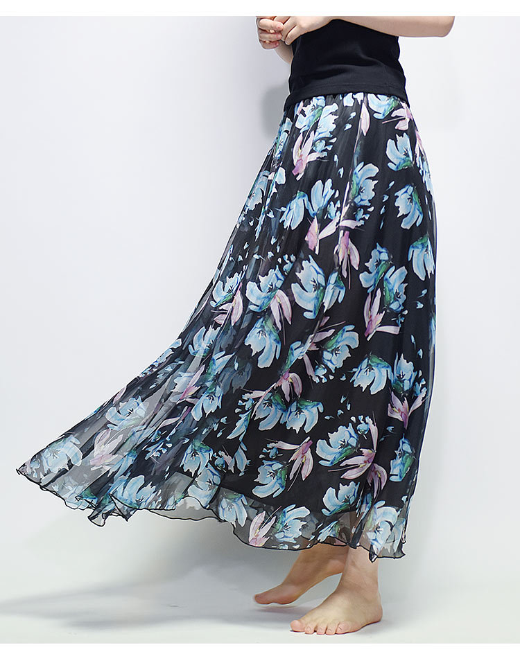 European style breast nude skirt retro summer long skirt