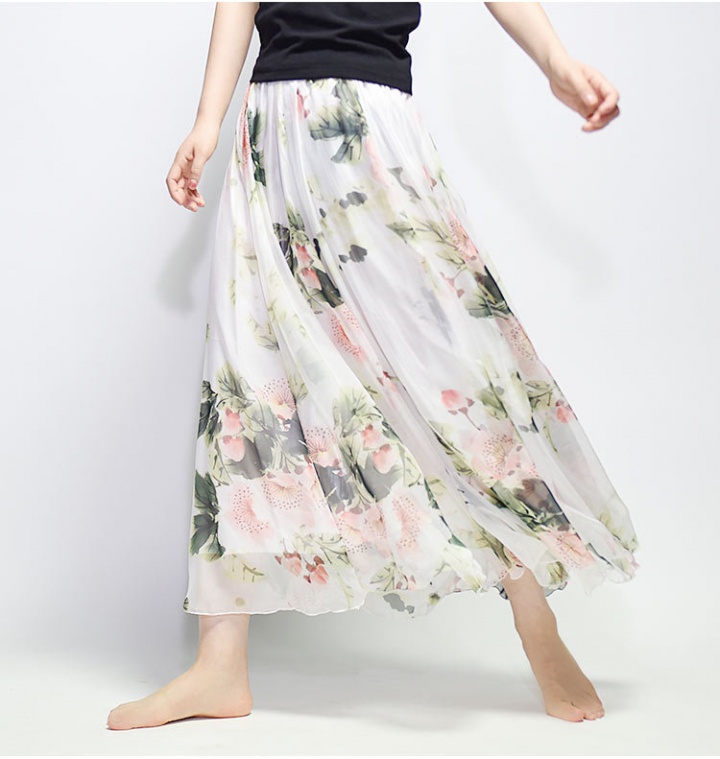 European style breast nude skirt retro summer long skirt