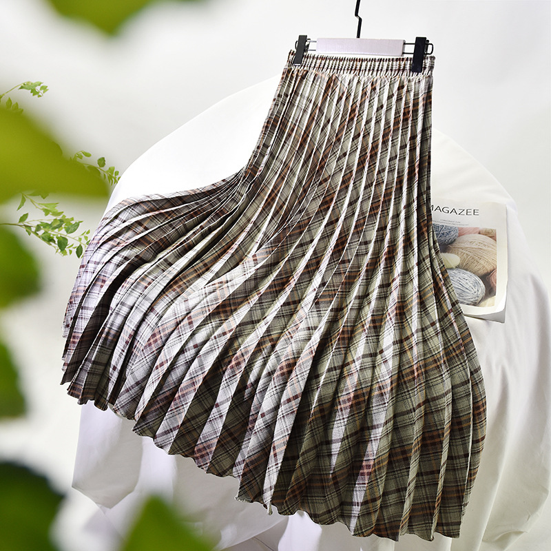 Temperament pleated long skirt high waist skirt for women