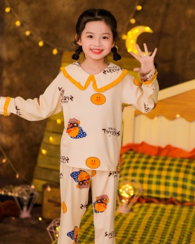 Long sleeve thin spring and autumn baby girl pajamas 2pcs set