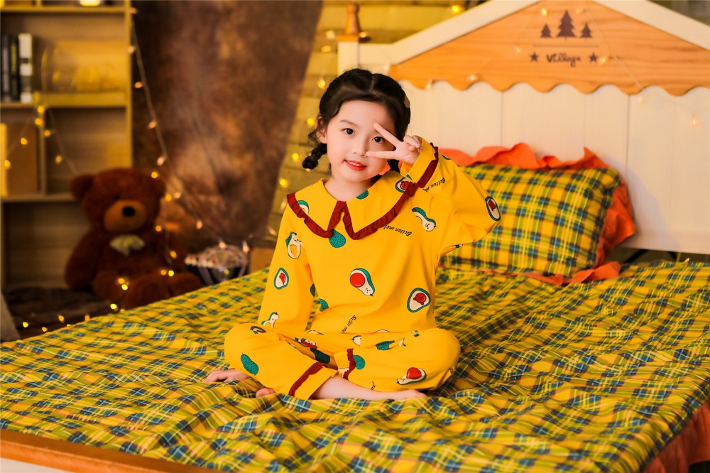 Girl big child child spring and autumn pajamas a set