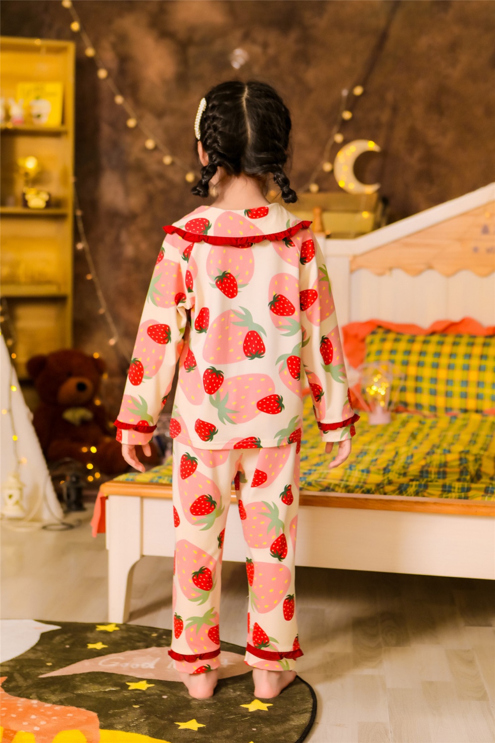 Child baby milk silk girl thin pajamas a set