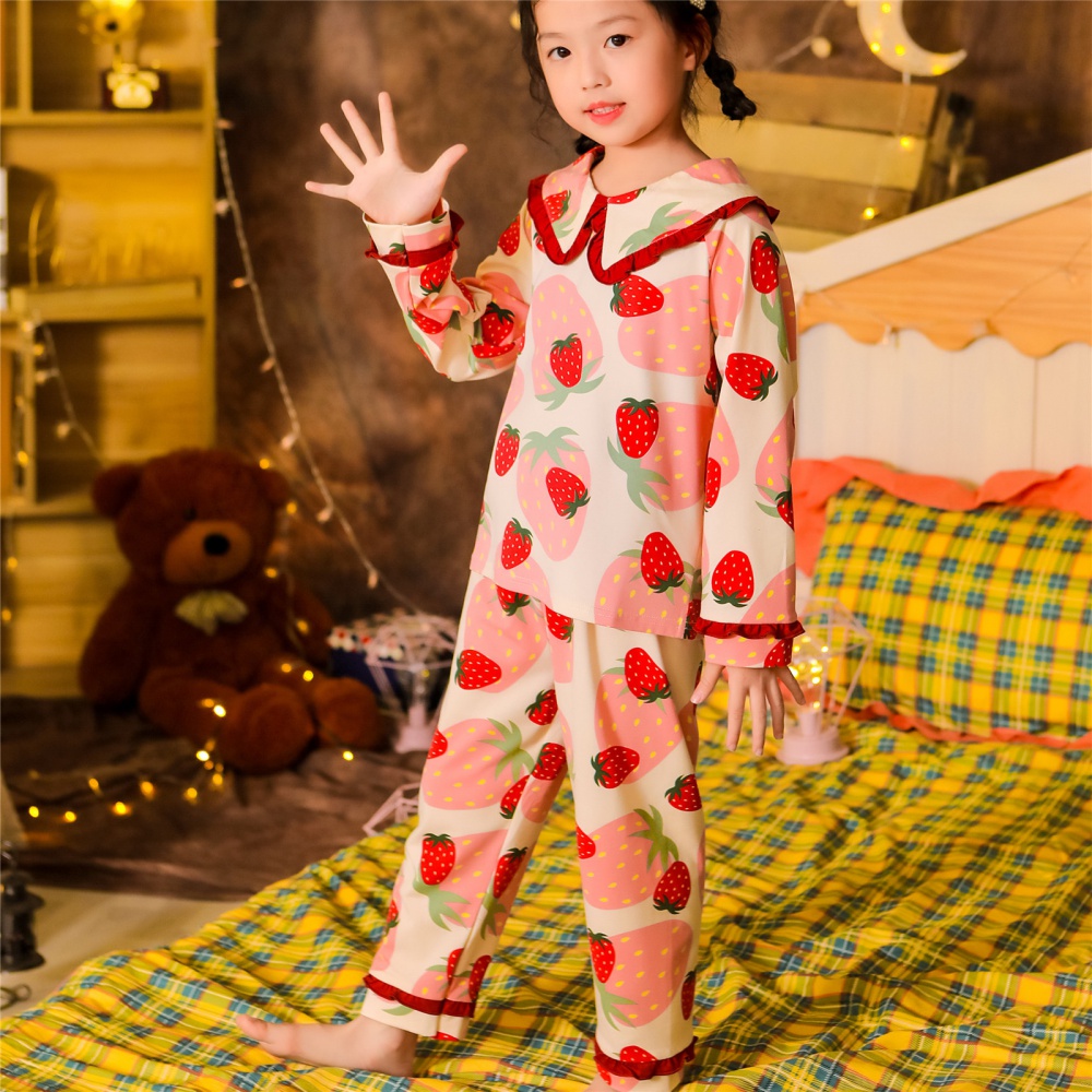 Child baby milk silk girl thin pajamas a set