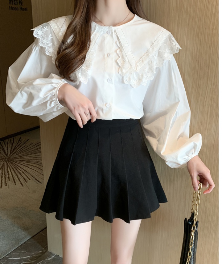 All-match Korean style shirt white spring tops for women