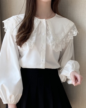 All-match Korean style shirt white spring tops for women