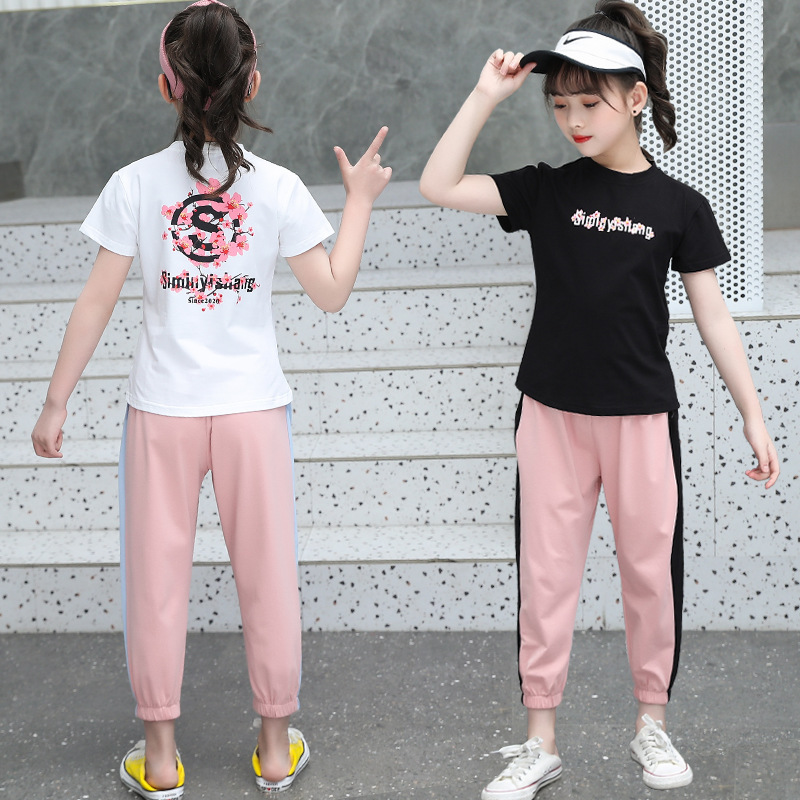 Western style Casual girl summer T-shirt 2pcs set