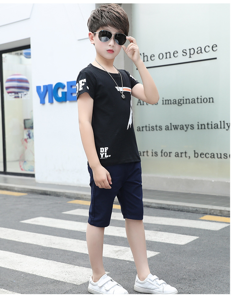 Child Korean style bottoming shirt big child summer kids 2pcs set