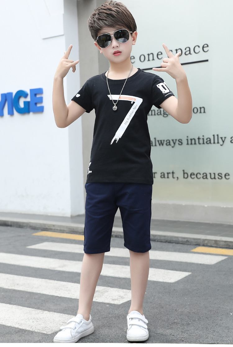 Child Korean style bottoming shirt big child summer kids 2pcs set