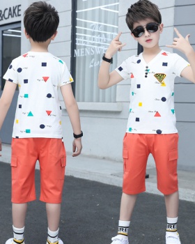 Summer boy five pants letters child shirts 2pcs set