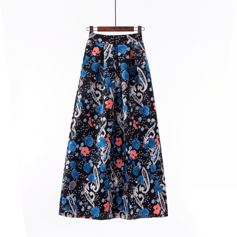 European style skirt polka dot long skirt for women