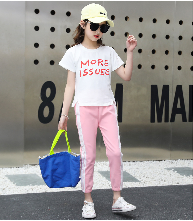 Girl Korean style big child summer T-shirt 2pcs set