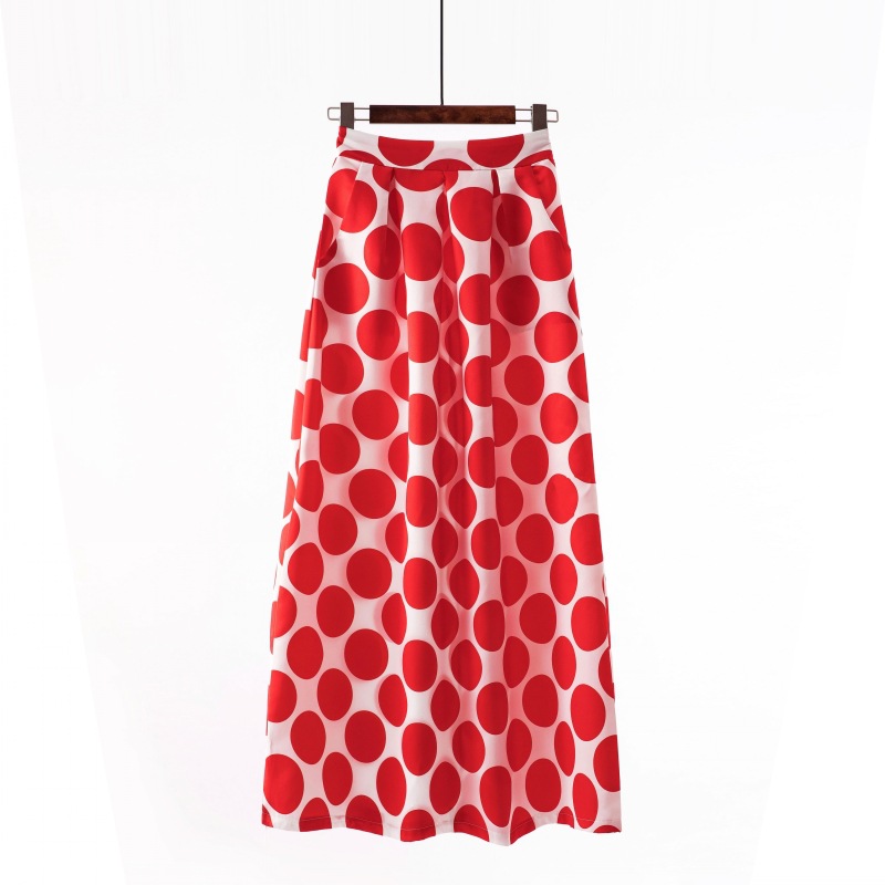Polka dot long skirt European style skirt