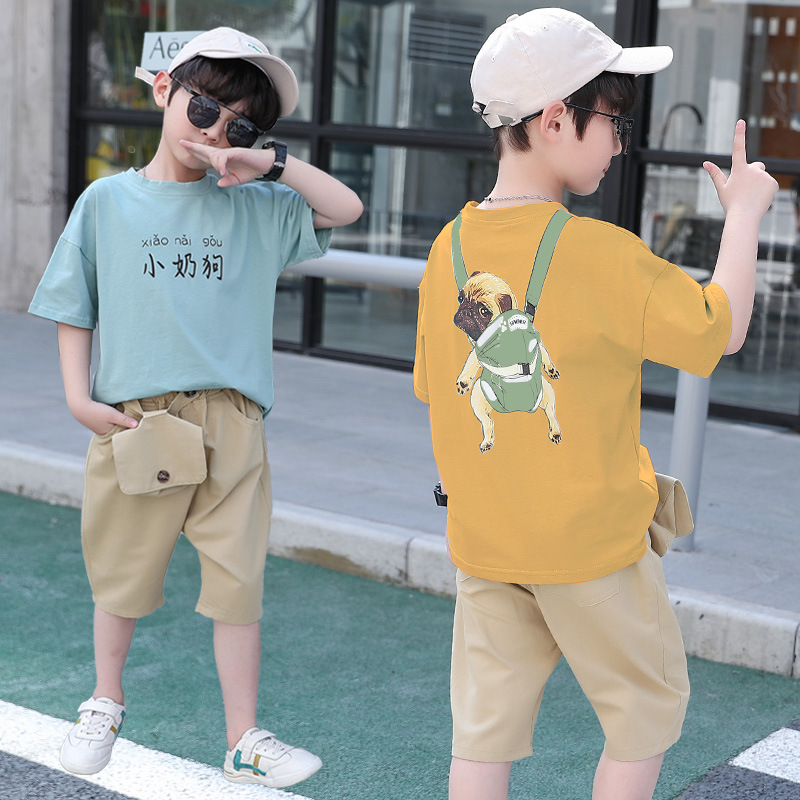 Boy loose summer shorts child sports T-shirt 2pcs set