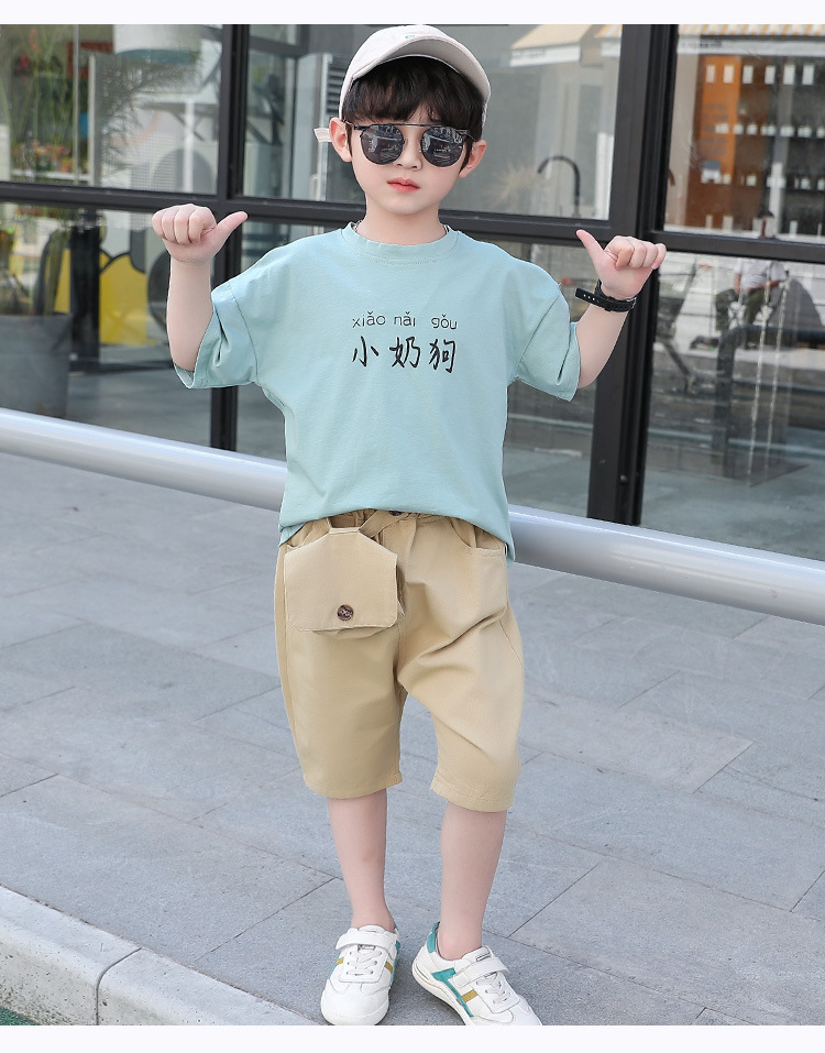 Boy loose summer shorts child sports T-shirt 2pcs set