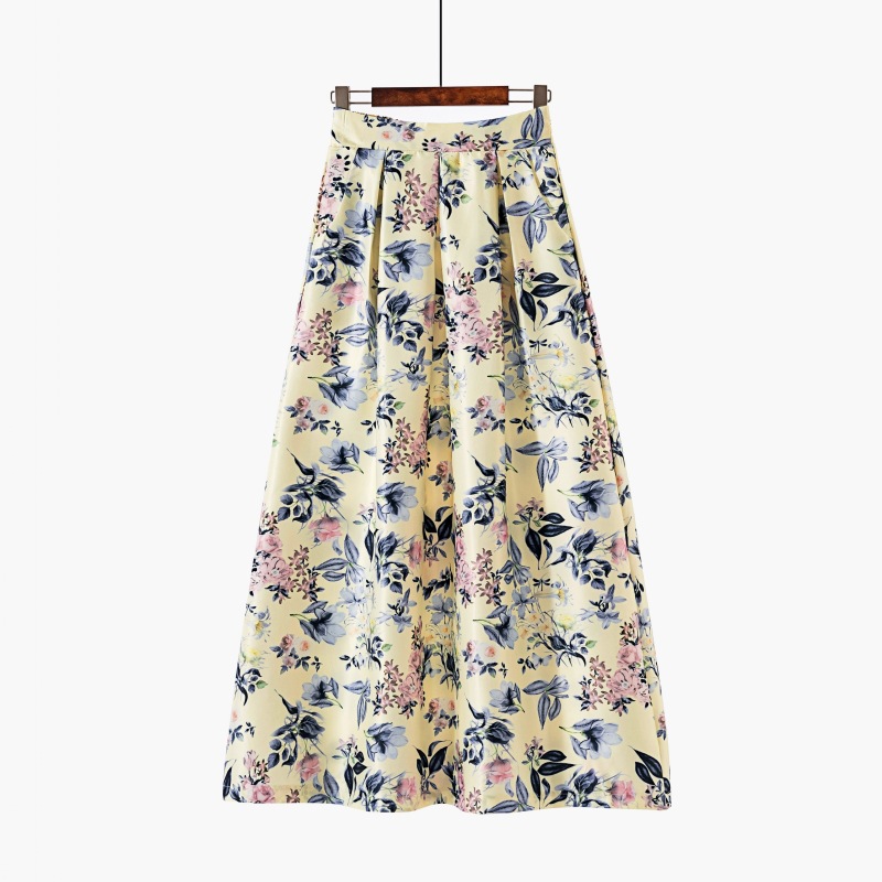 European style spring and autumn skirt retro long skirt