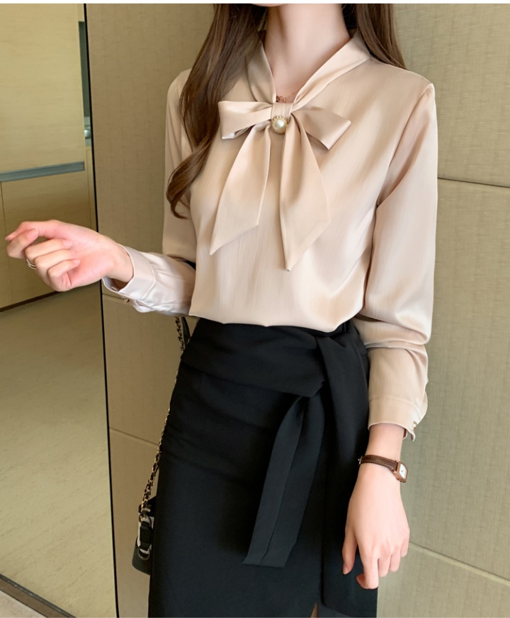 Long sleeve satin shirt Korean style tops for women
