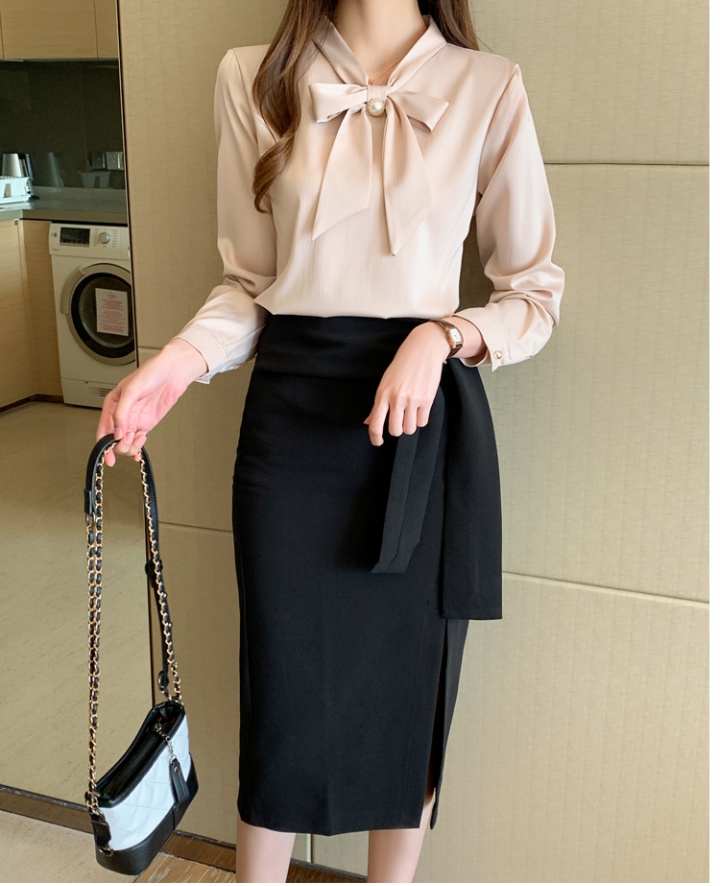 Long sleeve satin shirt Korean style tops for women