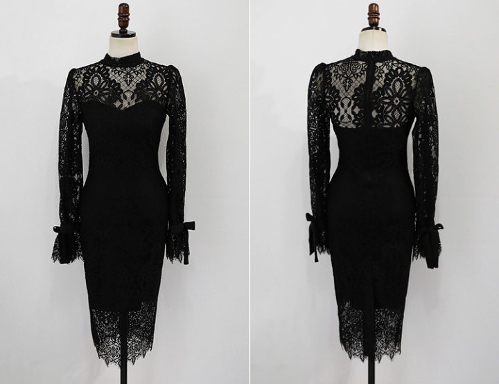 Slim long sexy lace temperament dress for women