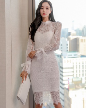 Slim long sexy lace temperament dress for women