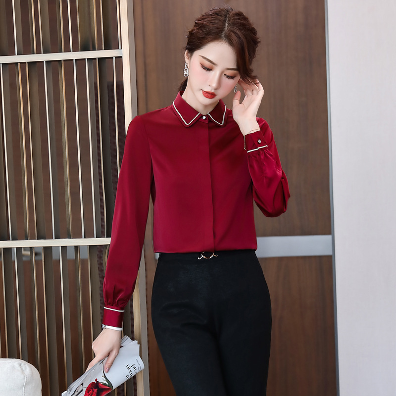 Long sleeve red profession fashion slim shirt for women