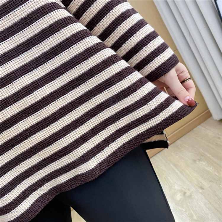 Stripe Casual mixed colors tops thick simple Korean style sweater