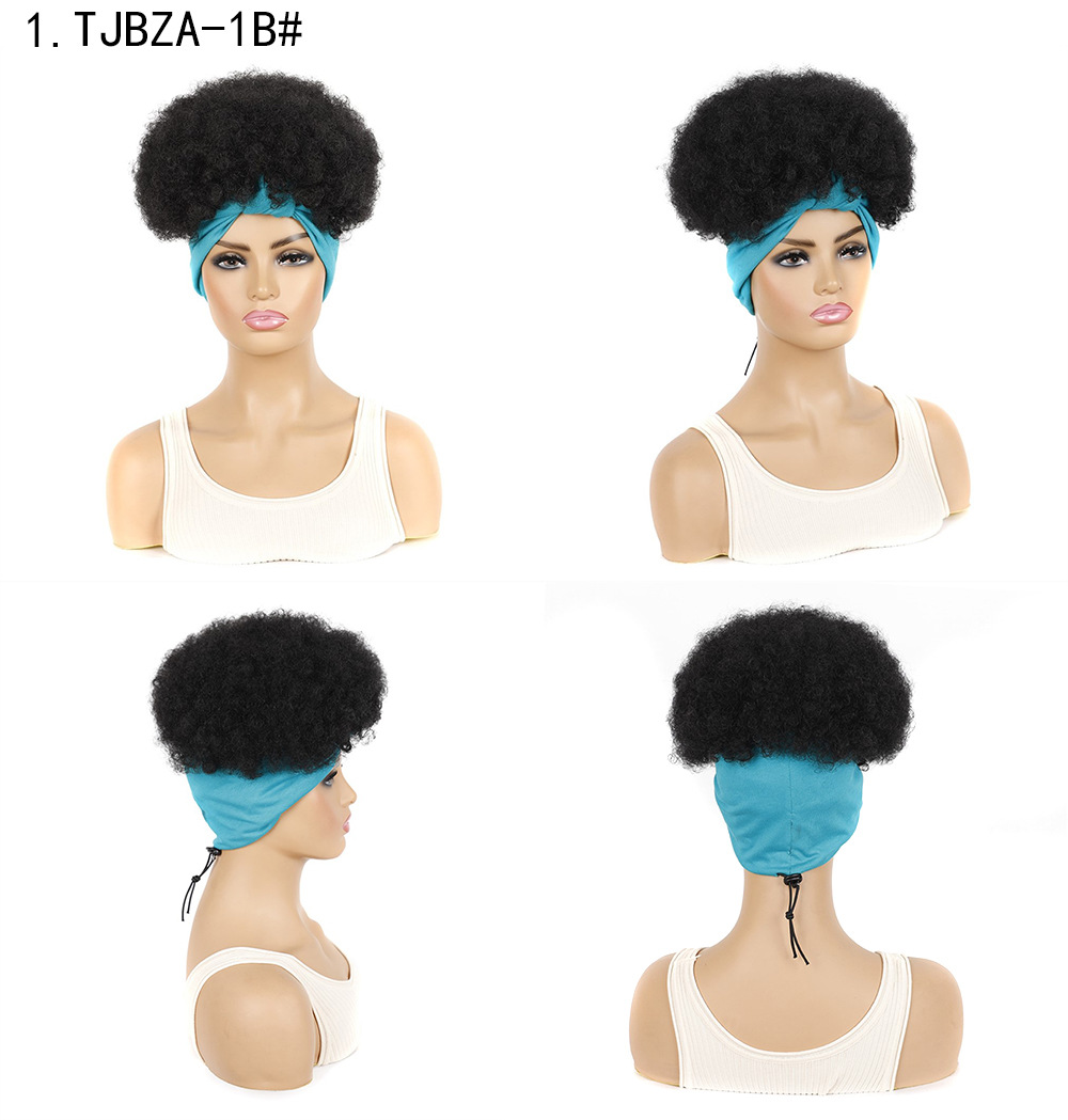 Fluffy curly hair first explosion headgear for women