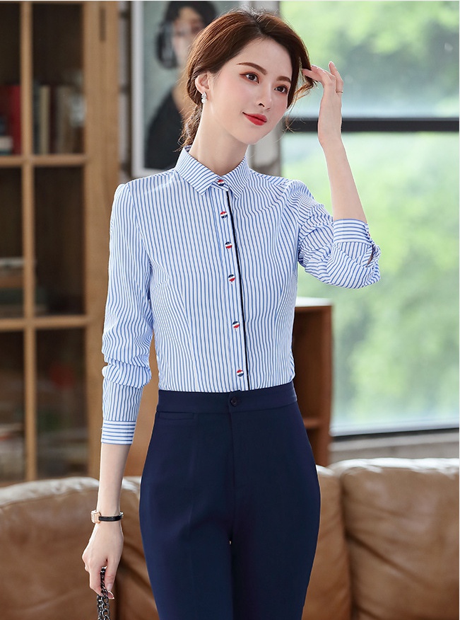 Fashion overalls shirt blue business suit a set for women