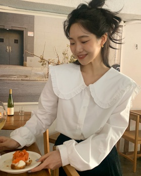 All-match lotus leaf edges Korean style shirt