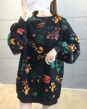 All-match cartoon large yard loose hoodie for women