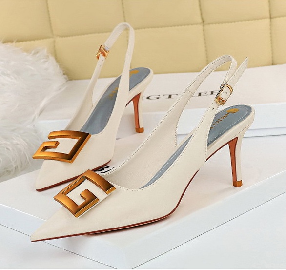 European style side buckle shoes hollow banquet stilettos