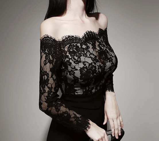 Horizontal collar slim Korean style temperament long dress