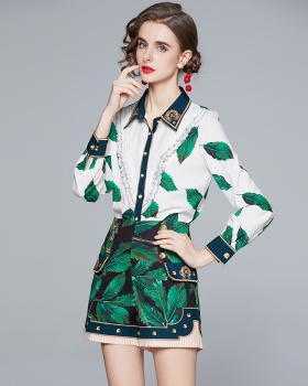 Lapel fashion shorts lotus leaf edges shirt 2pcs set