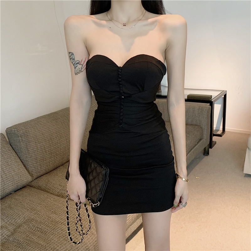 Autumn and winter fold sexy slim bottoming dress